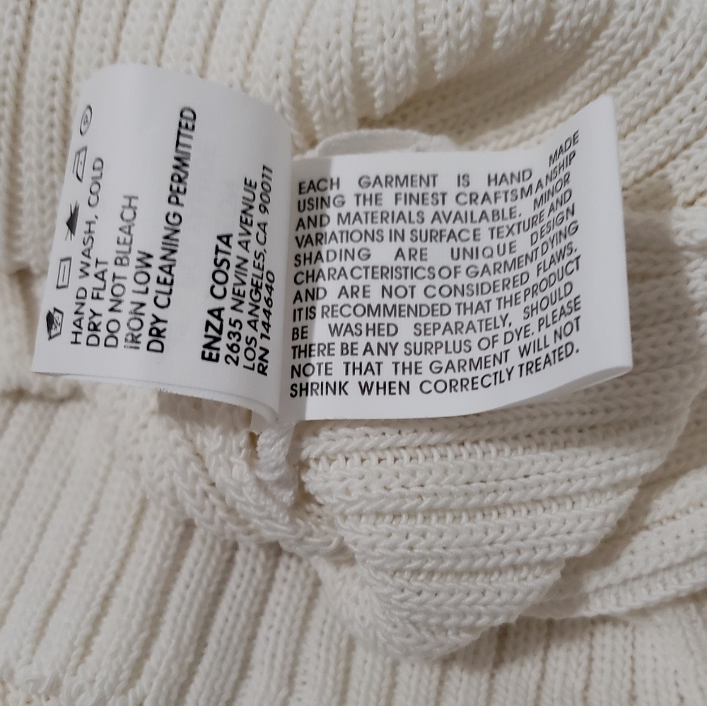 Enza Costa Italian Yarn Knit Sleeveless Sweater Midi/Maxi Dress Ivory Medium - Picture 7 of 9